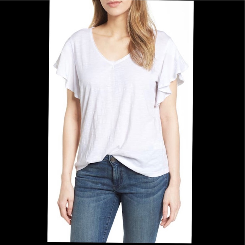 NWT Caslon Flounce Shirt Sleeve Tee - Size XS - White